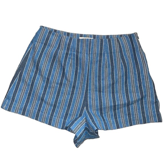 DOEN Women's Carleto Shorts size 4 NWOT Organic Cotton Indigo Stripe High Waist